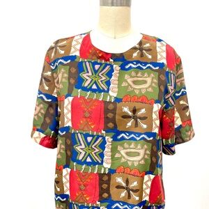Vintage Kathy Che Tribal Print Women's Blouse